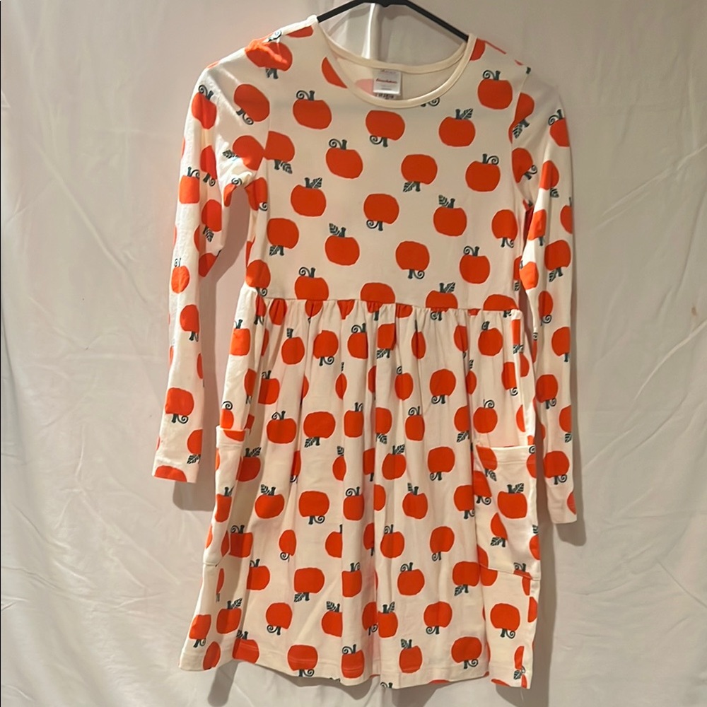 Kids Orange Pumpkin Print Dress